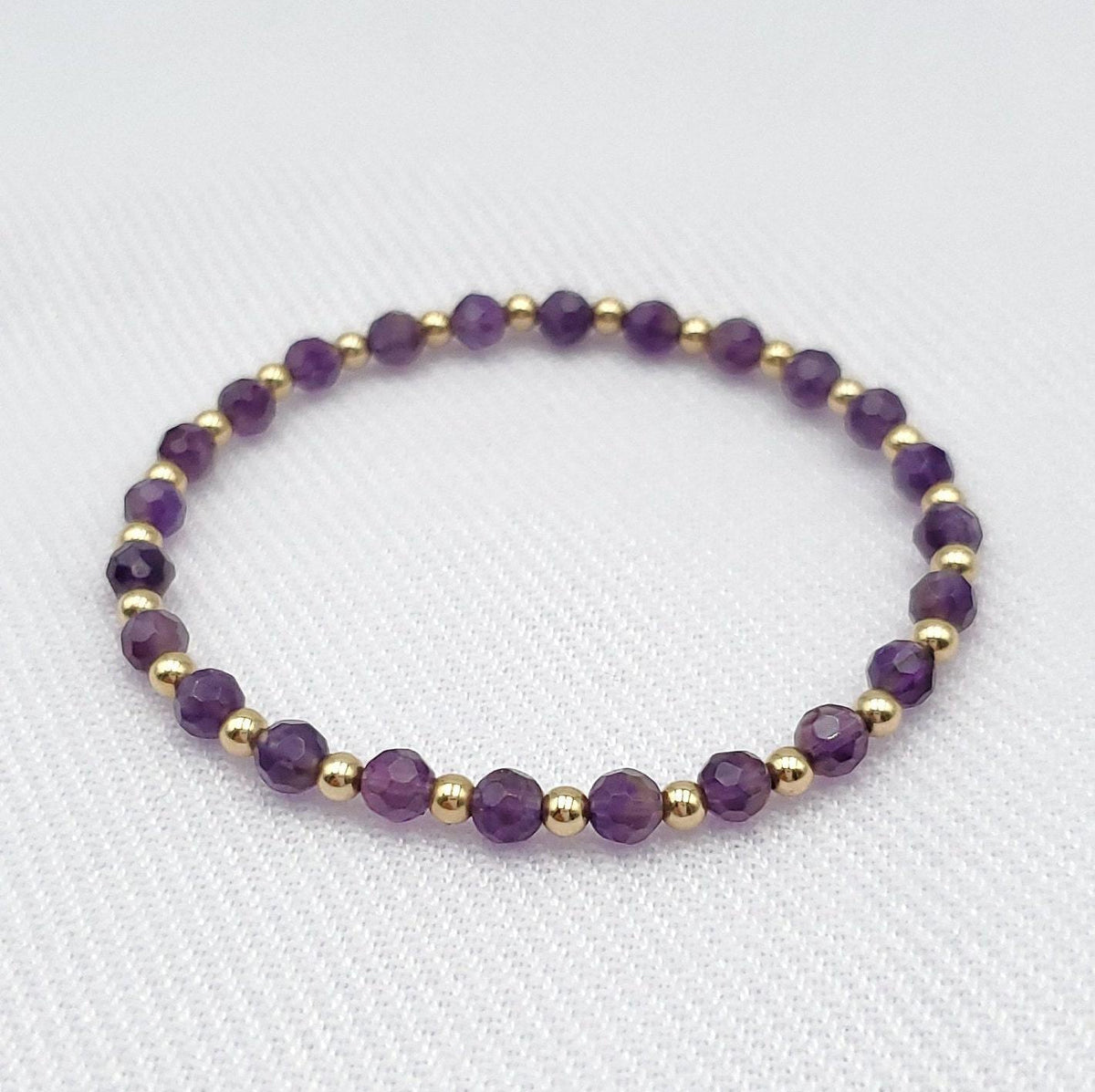 Delicate Gold Filled Stackable Bracelet with Semi Precious Beads - Customizable