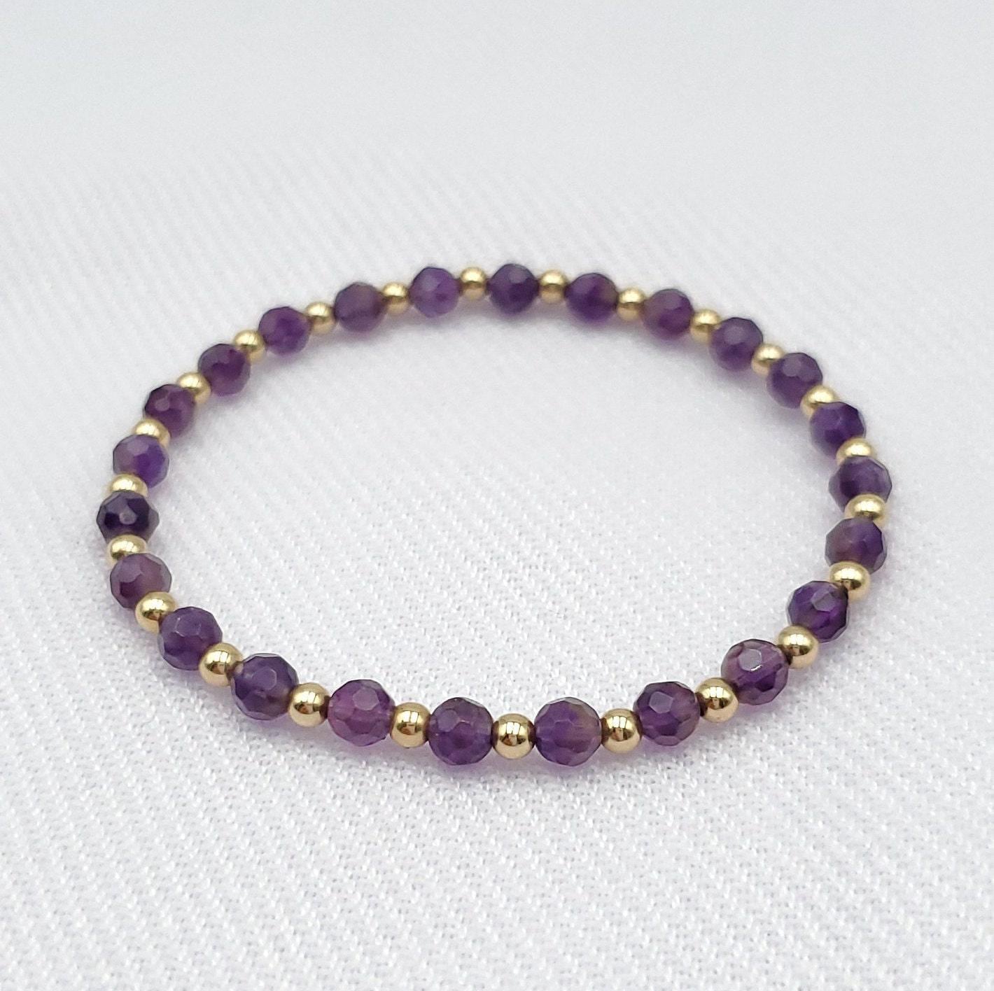 Delicate Gold Filled Stackable Bracelet with Semi Precious Beads - Customizable