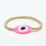 Evil Eye Protection Bracelet - Spiritual Good Luck Charm with Gold Filled Beads - Stretch Stackable Bracelet