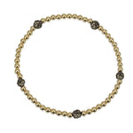 14kt Gold Filled CZ Ball Bracelet - Stretch Gold Beaded Womens Jewelry - Tarnish Free