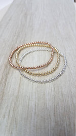 3mm Gold Filled Beaded Stretch Bracelet - Layering Jewelry for Women by Isabella Celini - Tarnish Free and Waterproof