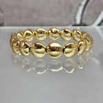 Gold Filled Bracelet, Flat Beaded Bracelet, Stretch Stacking Bracelet