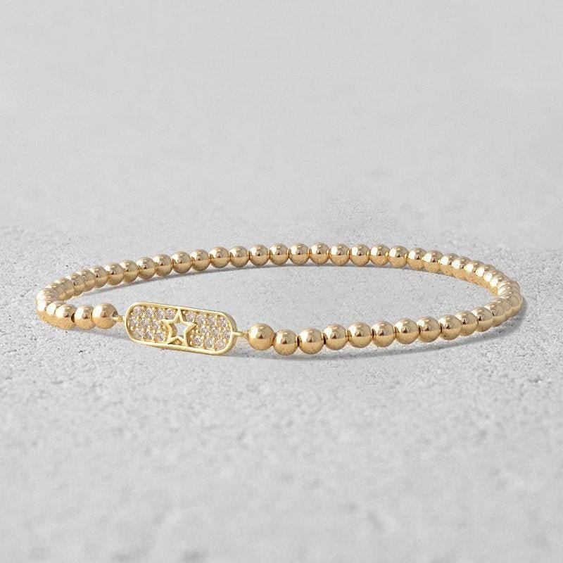 Star Bar Bracelet, Beaded Bracelet, Stretch Stacking Bracelet