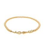 Stretch Gold Filled Love Bracelet with CZ Pendant - Dainty Womens Stacking Bracelet
