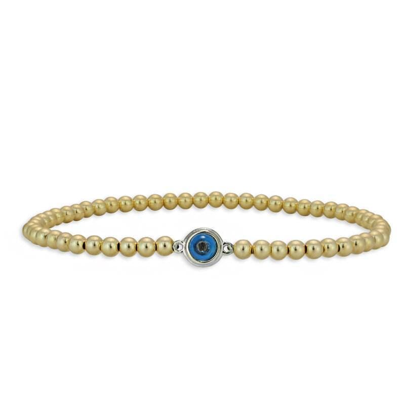 Bohemian Evil Eye Bracelet - Spiritual Stretch Gold Filled Beaded