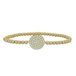 Gold Filled Stacking Bracelet with Cubic Zirconia Circle Pendant - Womens Jewelry