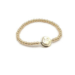 Boho Gold Filled Bracelet, Smiley Face Charm (Stretch, Stackable)