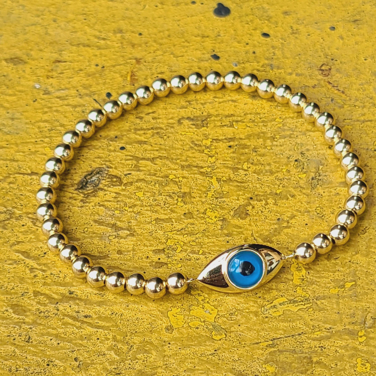 Evil Eye Bracelet: Gold Filled Beads - Stretch and Stackable Style
