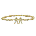 Gold Filled Boy and Boy Beaded Bracelet with Cubic Zirconia Stones - Stretch Design - Perfect Gift for Women