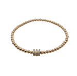 Gold Filled Beaded TRIPLE Roundel CZ BRACELET - Stretch Stacking Barrel Bracelet Perfect Gift For Women