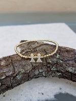 Sisters Pendant Gold Filled Beaded Bracelet with CZ Accents - Stretch Fit and Stackable - Handmade Jewelry