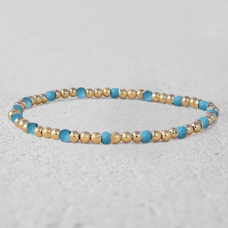 Stretch Semi Precious Beads Bracelet - 14kt Gold Filled Stackable Bracelet - Tarnish Free - Waterproof Jewelry