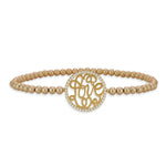 Gold Filled Cursive Love Pendant Cubic Zirconia Bracelet - Stretch Fit Stackable for Her