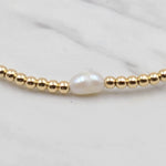 Handcrafted Fresh Water Pearl Station Bracelet - 2 mm 14kt Gold Filled with Personalization Options