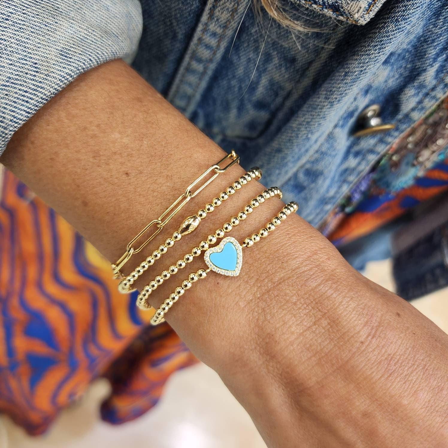 Gold Filled Stacking Bracelet - Oval Beads, Adjustable Size