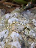 Gold Filled Beaded Bracelet, 3 mm and 5 mm Beads (Stretch, Waterproof, Tarnish-Free)
