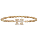 Sisters Pendant Gold Filled Beaded Bracelet with CZ Accents - Stretch Fit and Stackable - Handmade Jewelry