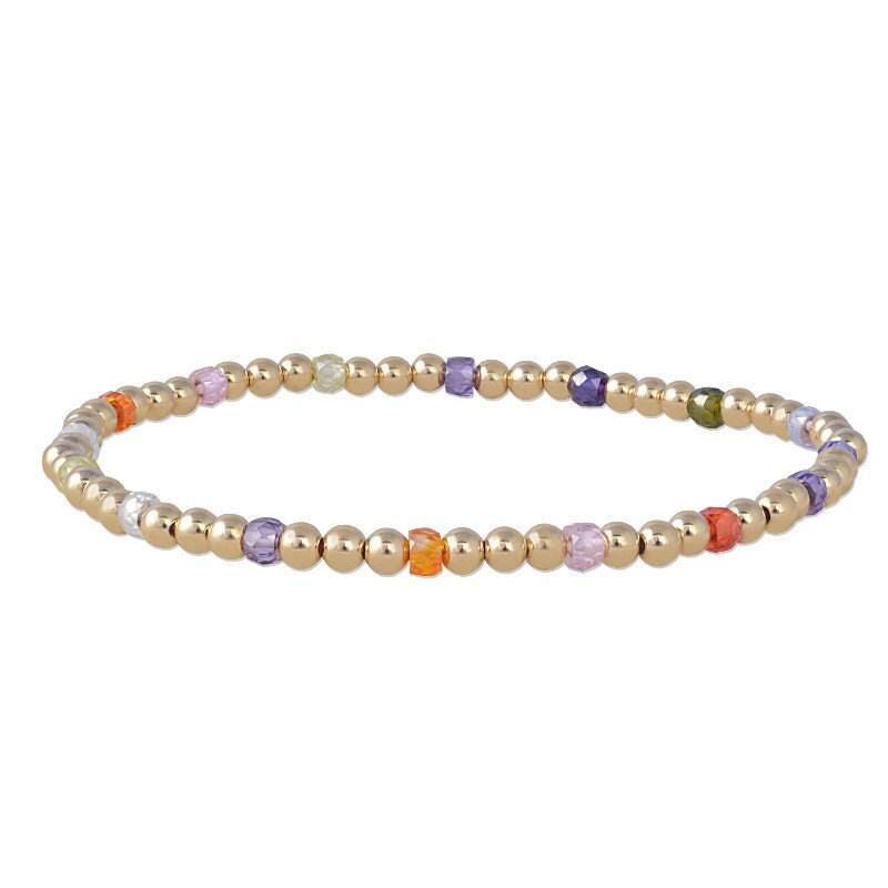 Stretch Beaded Bracelet: Semi-Precious Stones - Gold Filled Shine