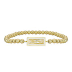 14kt Gold Filled CZ Pendant Bracelet - Beaded Stretch Stackable - Rectangular Design with Enamel
