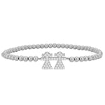 Sisters Pendant Gold Filled Beaded Bracelet with CZ Accents - Stretch Fit and Stackable - Handmade Jewelry