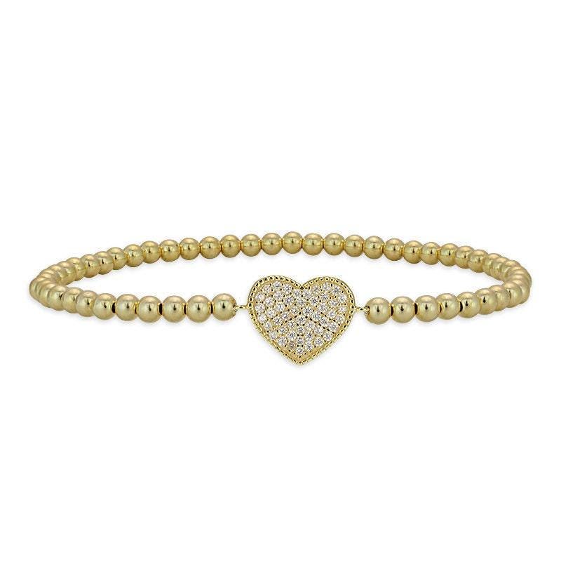 Gold Stack Bracelet, Gold Filled Bracelet, Heart Bracelet,