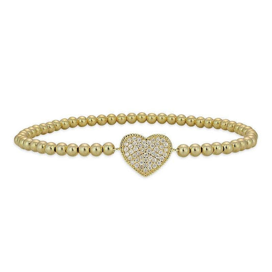 Gold Stack Bracelet, Gold Filled Bracelet, Heart Bracelet,