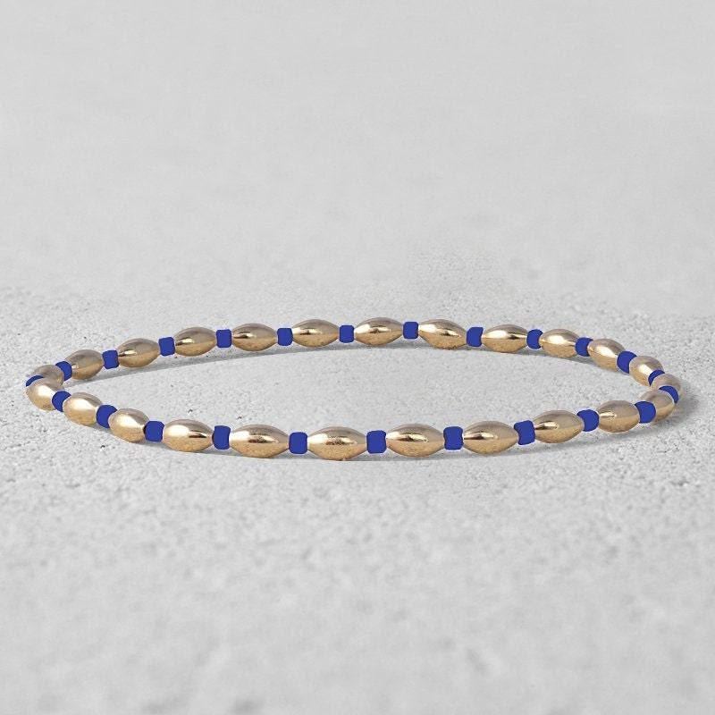 Gold Filled Stacking Bracelet - Non Tarnish Waterproof Glass Beaded Layering Jewelry