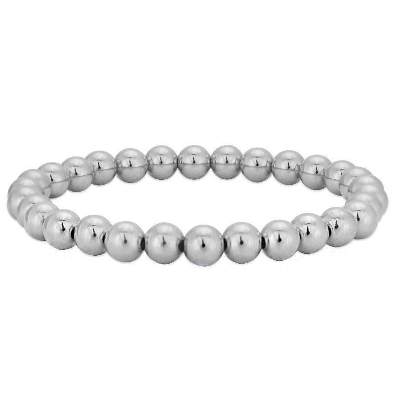 14kt Gold Filled 6mm Beaded Stacking Bracelet for Women - Stretch Fit Tarnish-Free Waterproof
