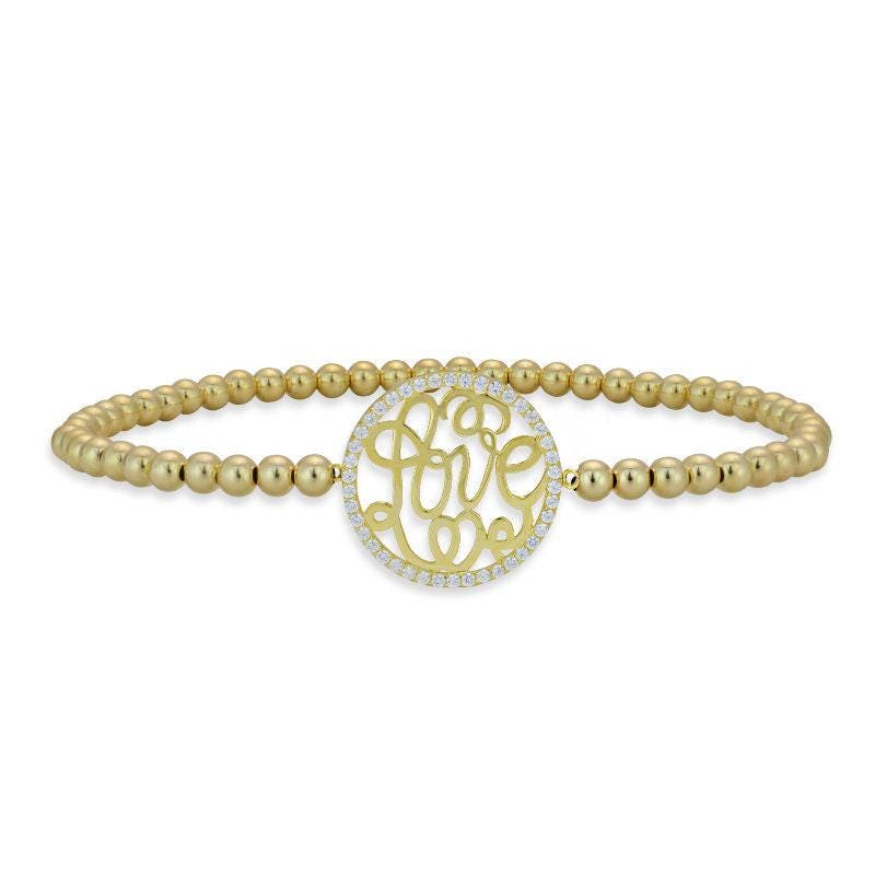 Script Cursive Bracelet, Love Bracelet, Cubic Zirconia Bracelet
