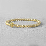 Gold Filled Beaded Bracelet with CZ Roundel, Stretch Stacking Bracelet