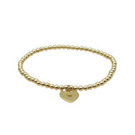 14kt Gold Filled Beaded Bracelet - Dainty Heart Charm Gift for Women - Handcrafted in Miami