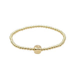 Gold Filled Beaded Bracelet - Stretch Cube Pendant for Women Tarnish-Free and Waterproof Jewelry