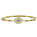 Elegant 14kt Gold Filled Evil Eye Protection Bracelet - Tarnish-Free - Good Luck Pendant - Stretch Beaded Design