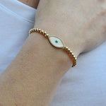 Gold Filled Beaded Evil Eye Bracelet - Delicate Spiritual Protection and Lucky Charm for Women