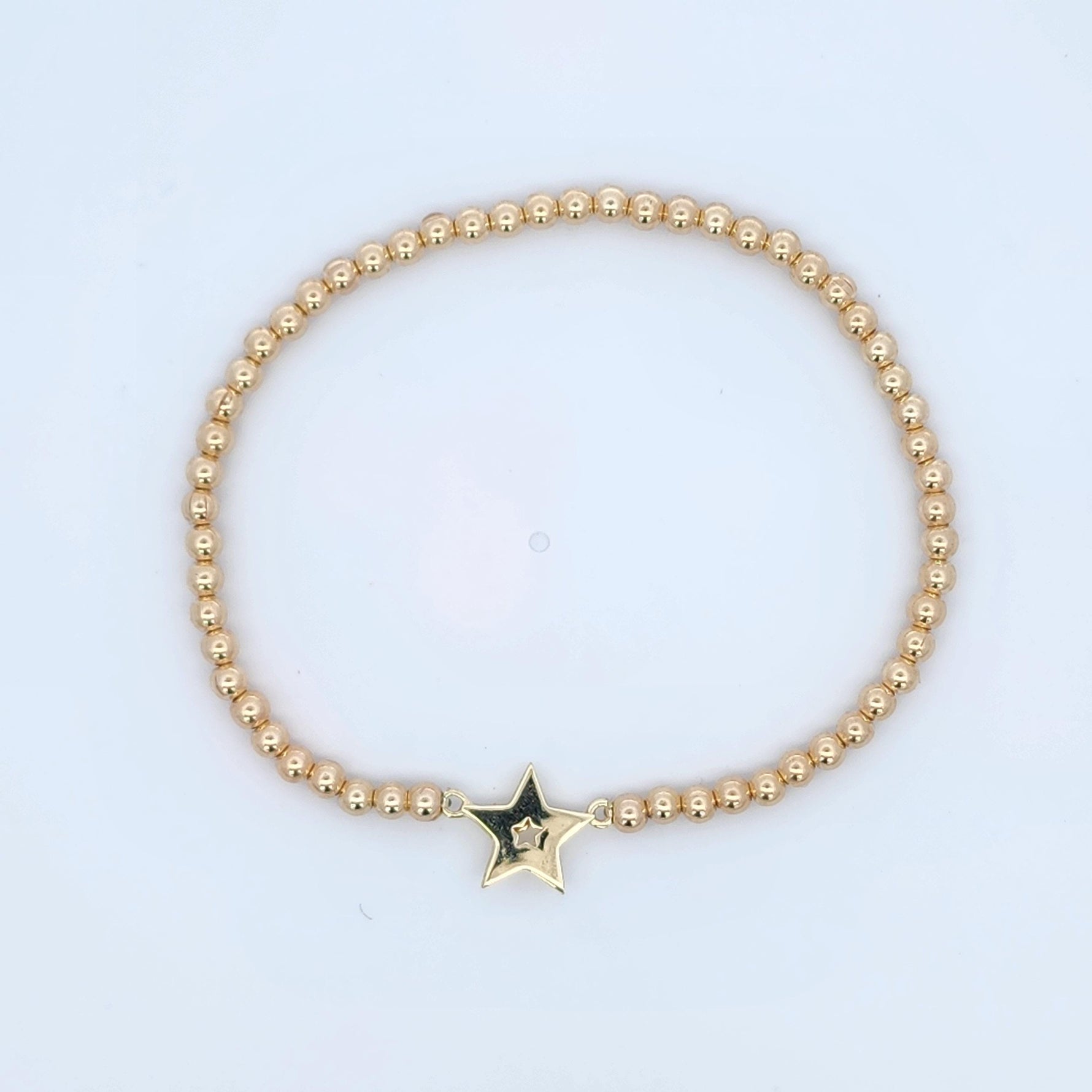 Star Beaded Bracelet: Gold Filled Stretch Design (Tarnish Free)