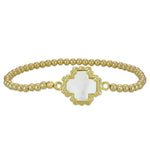 Gold Filled Beaded Cross Bracelet: Mother of Pearl Pendant