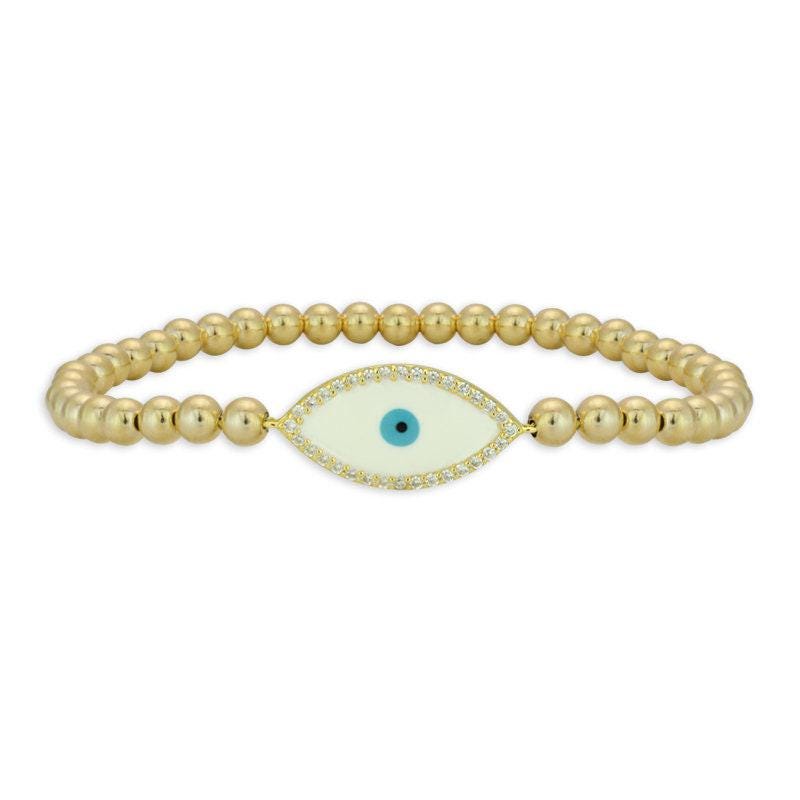 Gold Filled Beaded Evil Eye Bracelet - Delicate Spiritual Protection and Lucky Charm for Women