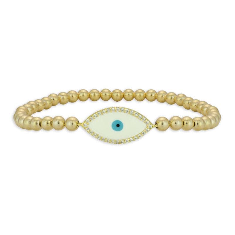 Gold Filled Beaded Evil Eye Bracelet - Delicate Spiritual Protection and Lucky Charm for Women