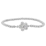 Gold Filled CZ Flower Bracelet - Stretch Stacking with Sterling Silver Pendant - Gift for Women
