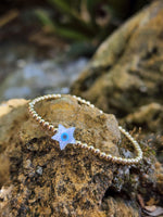 Gold Filled Evil Eye Opal Protection Bracelet Good Luck Stacking Bracelet Stretchy Jewelry