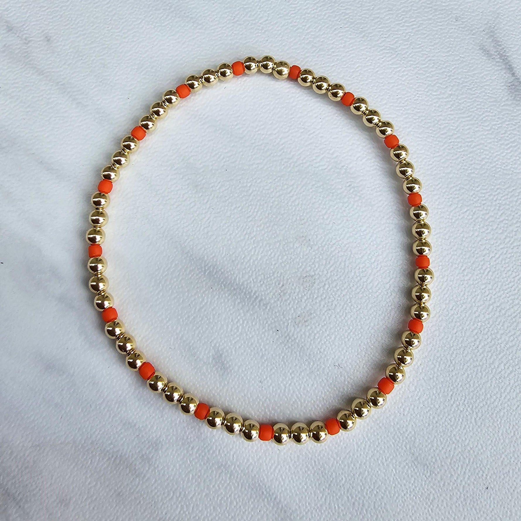 Boho Gold Filled Bracelet, Colorful Beads (Stretch, Non Tarnish)