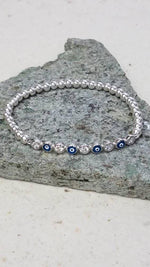 Stackable Gold Filled Evil Eye Bracelet (Tarnish-Free, Stretch Fit)