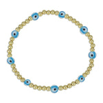 Gold Filled Evil Eye Bracelet for Women - Stackable Good Luck Stretch Beaded Jewelry - Tarnish Free
