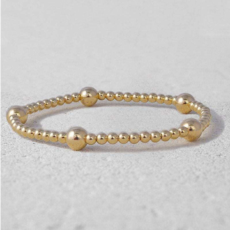 Beaded Bracelet: Gold Filled, Layering Stretch - Adjustable Fit