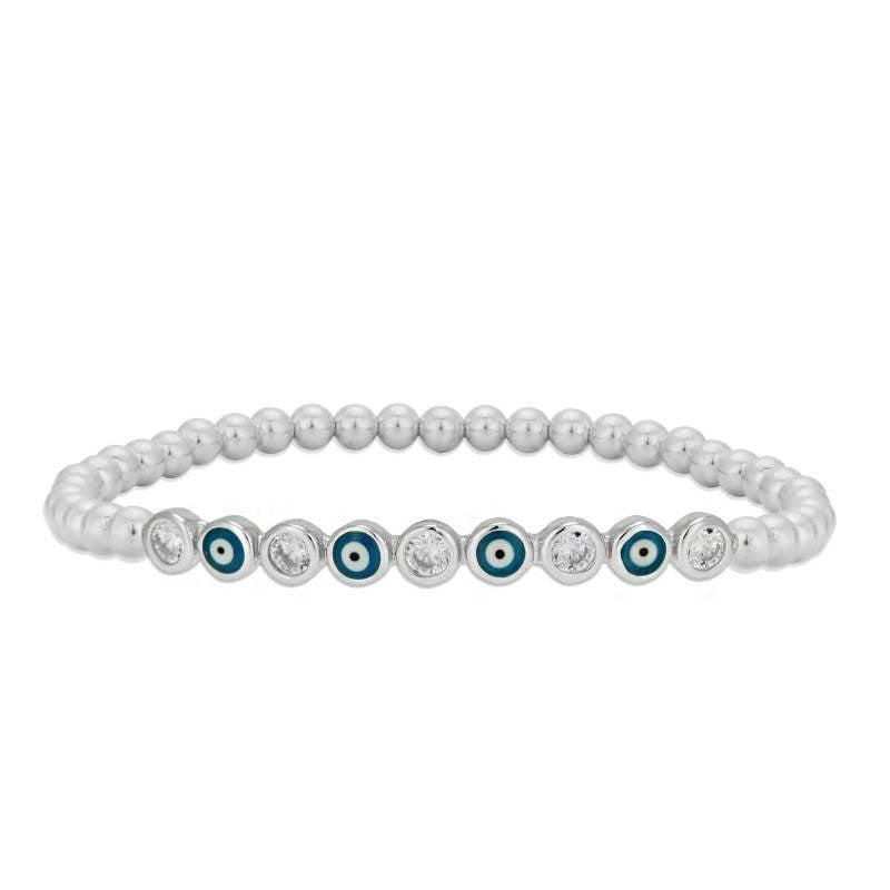 Stackable Gold Filled Evil Eye Bracelet (Tarnish-Free, Stretch Fit)