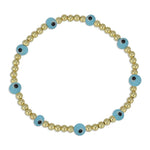 Gold Filled Evil Eye Bracelet for Women - Stackable Good Luck Stretch Beaded Jewelry - Tarnish Free