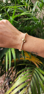 Gold Filled 3mm Stackable Beads Bracelet with 10mm Lentil Beads - Boho Hippie Style Flat Bead Tarnish Free Stretch Layering Bracelet