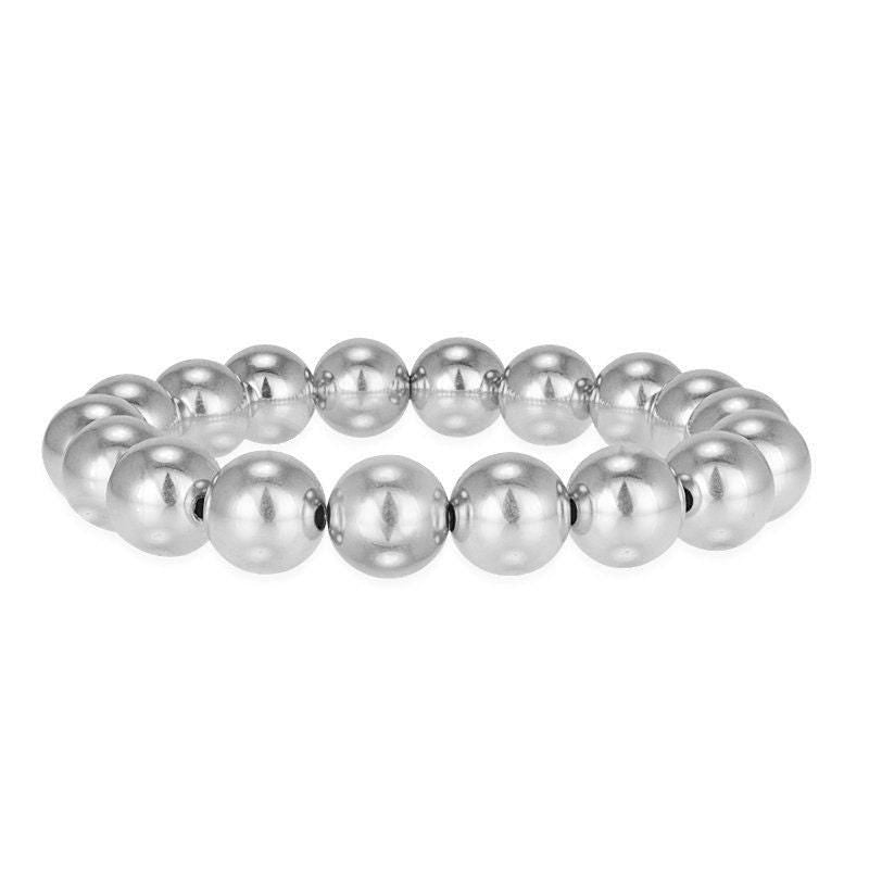 10mm 14kt Gold Filled Beaded Stretch Bracelet - Tarnish-Free Waterproof Jewelry for Women