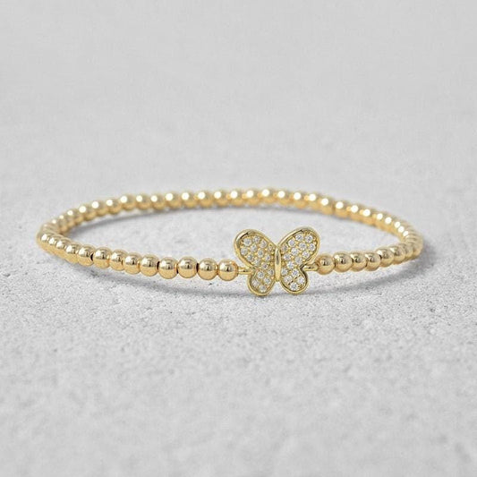 Butterfly Bracelet, Gold Filled Bracelet, Beaded Bracelet,