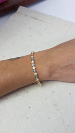 Stackable Gold Filled Evil Eye Bracelet (Tarnish-Free, Stretch Fit)